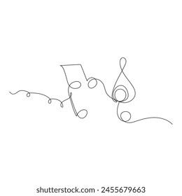 Vector illustration of one single line art drawing of guitar world music day