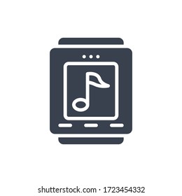 Vector illustration of one speaker music icon or logo with black color and glyph design style
