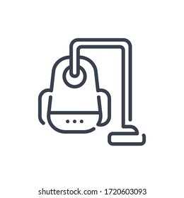 Ilustración vectorial de un icono o logotipo de aspiradora con color negro y estilo de diseño de línea