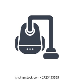 Vector illustration of one vacuum cleaner icon or logo with black color and glyph design style