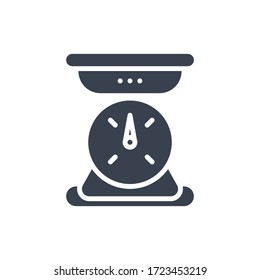 Ilustración vectorial de un icono o logotipo de escala de peso con color negro y estilo de diseño de glifo