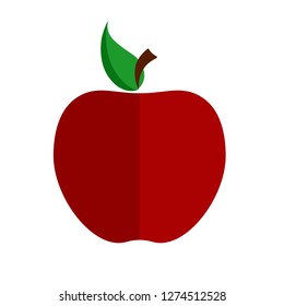 Vector illustration with one whole apple on a white background. Flat apple