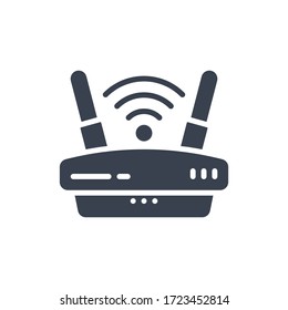 Ilustración vectorial de un icono o logotipo de enrutador wlan con color negro y estilo de diseño de glifo