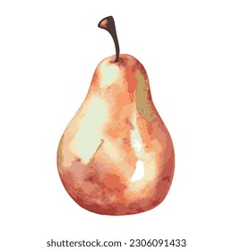 Vector illustration of one yellow pear isolated on a white background