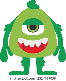 Vector illustration of a one-eyed green monster. Children's cartoon of a monster.