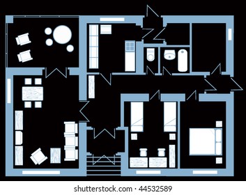 vector illustration of one-storeyed house