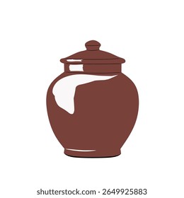 Ilustração vetorial de Onggi, um frasco tradicional coreano de faiança usado para armazenar alimentos fermentados. Design plano simples, ideal para conteúdo cultural, tópicos de comida coreana e coleção de cerâmica tradicional