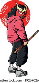 Vector illustration oni Demon Samurai 