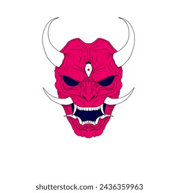 vector illustration of an oni mask on a white background