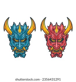vector illustration oni mask , perfect for sticker ,icon , tshirt and merchandise