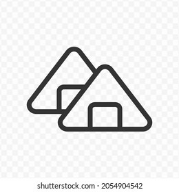 Vector illustration of onigiri icon in dark color and transparent background(png).
