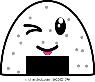 Vector Illustration Onigiri Japanese Food Rice OK Expression Emoticon