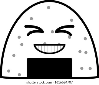 Vector Illustration Onigiri Japanese Food Rice Shy Smile Widely Expression Emoticon