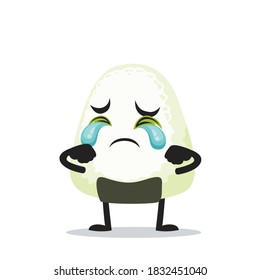 vector illustration of onigiri mascot or character crying