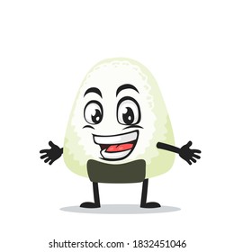 vector illustration of onigiri mascot or character open hand