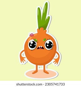 Vector illustration of onion character stickers with cute expression, cool, funny, onion isolated, cartoon style