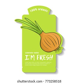 Vector illustration of onion. Flat, color. Vivid picture of a vegetable.  Fresh food