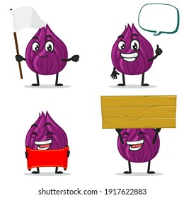 ilustración vectorial de la mascota de cebolla o conjunto de colección de caracteres con tema de signo en blanco