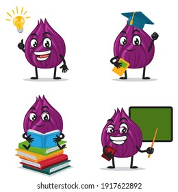 vector illustration of onion mascot or character collection set with education theme