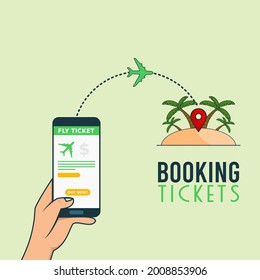 Aplicación en línea de ilustración vectorial para reservar entradas a través de Smartphone.