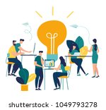 vector illustration, online assistant at work. promotion in the network. manager at remote work, searching for new ideas solutions, working together in the company, brainstorming vector