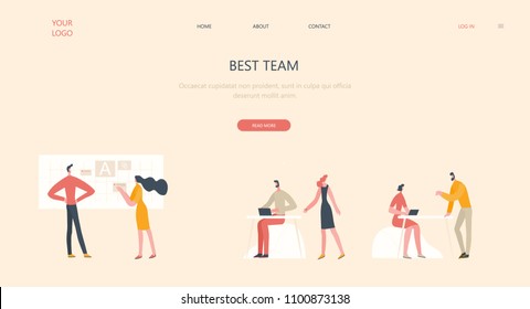 Vector illustration, online assistant at work. Promotion in the network. manager at remote work, searching for new ideas solutions, working together in the company, brainstorming.