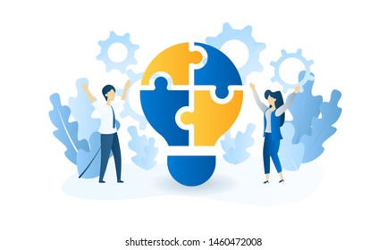 vector illustration, online assistant at work. promotion in the network. manager at remote work, searching for new ideas solutions, working together in the company, brainstorming