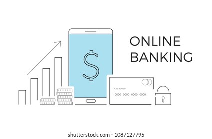 Vector illustration for online banking. Concept for mobile bank and internet payment. Flat banner, eps 10