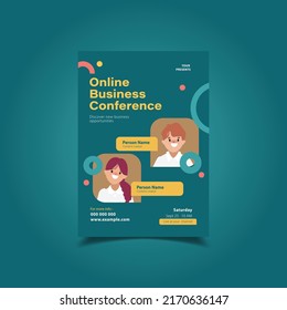Vector Illustration of Online Business Conference Flyer, Poster