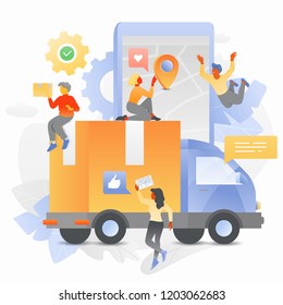 Vector Illustration Online Cargo Tracking Tiny Stock Vector (Royalty ...