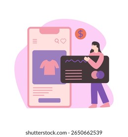 Ilustração vetorial do processo de verificação online na tela da área de trabalho. Adequado para e-commerce, pagamento digital, fintech e imagens de transações online.