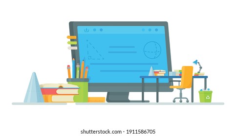 Vector illustration of online classes.