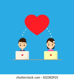 Vector illustration of online dating 