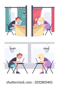 Vector illustration for online dating app users. Flat infographics of man and woman acquaintance in social network.