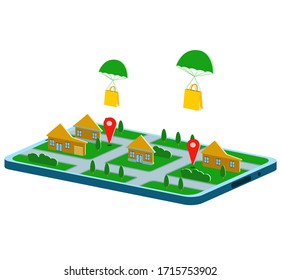 Vector illustration of online delivery. Navigating the order. Food delivery. The concept for online trading. Isolated vector