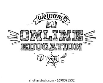 Ilustración vectorial para el estudio y la educación a distancia en línea. Plantilla de elemento de diseño para la escuela de aprendizaje electrónico. Educación en línea.