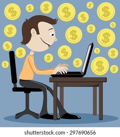 Vector illustration. Online earning
