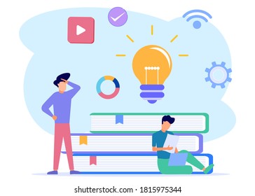 Vector illustration of online education concepts, video tutorials, investment in education and the best online learning system. Learn the business field to build a business.