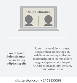 Vector illustration of online education. Distance education, advanced courses, e-learning