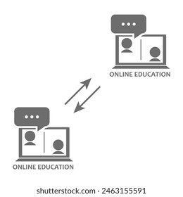 Vector illustration of online education. Distance education, advanced courses, e-learning