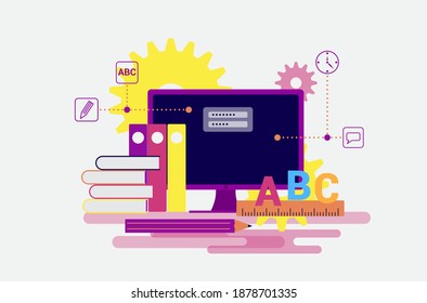 Vector illustration Online education or e-Learning concept.	