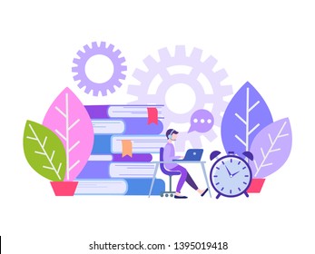 vector illustration online e-learning, distance learning, web design, online courses