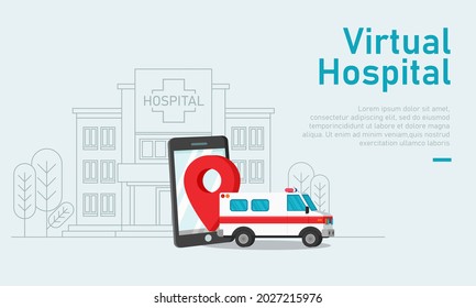 Vector illustration of online healthcare and hospital services. Suitable for design elements of healthcare services with internet technology and webpage background.