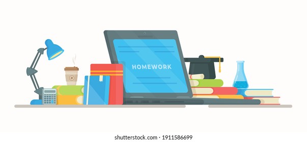 Vector illustration of online learning. 