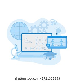 Ilustração vetorial de aprendizagem online e símbolos acadêmicos
