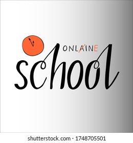 Vector illustration of online learning school of education with the decorative elements