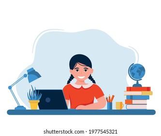 Vector illustration of online learning school kids Eps 10