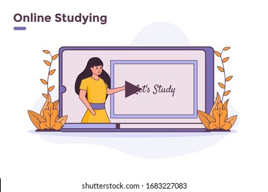 vector illustration online live streaming study class course to prevention covid 19 corona virus infection. students learning in online with teachers. novel coronavirus impact study activities. 