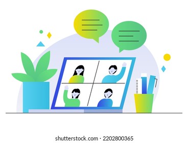 Vector illustration of online meeting.