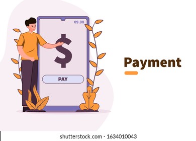 vector illustration online payment in mobile application. shopping checkout concept. online shop payment. online store payment method.